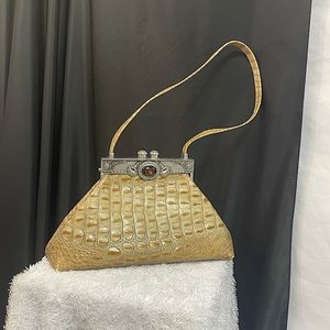 Vintage tan and brown Moulin Rouge shoulder bag